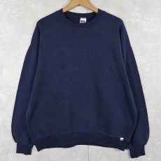 画像1: 90's RUSSELL ATHLETIC USA製 前V 無地スウェット NAVY L (1)