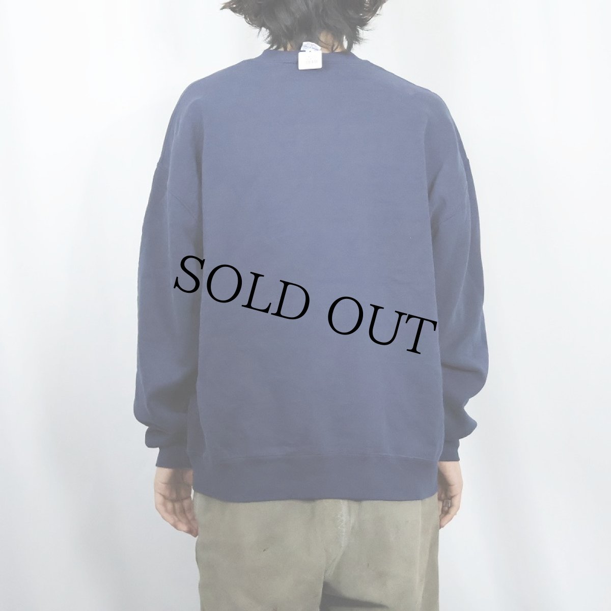 画像3: 90's RUSSELL ATHLETIC USA製 前V 無地スウェット NAVY L (3)