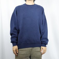画像2: 90's RUSSELL ATHLETIC USA製 前V 無地スウェット NAVY L (2)