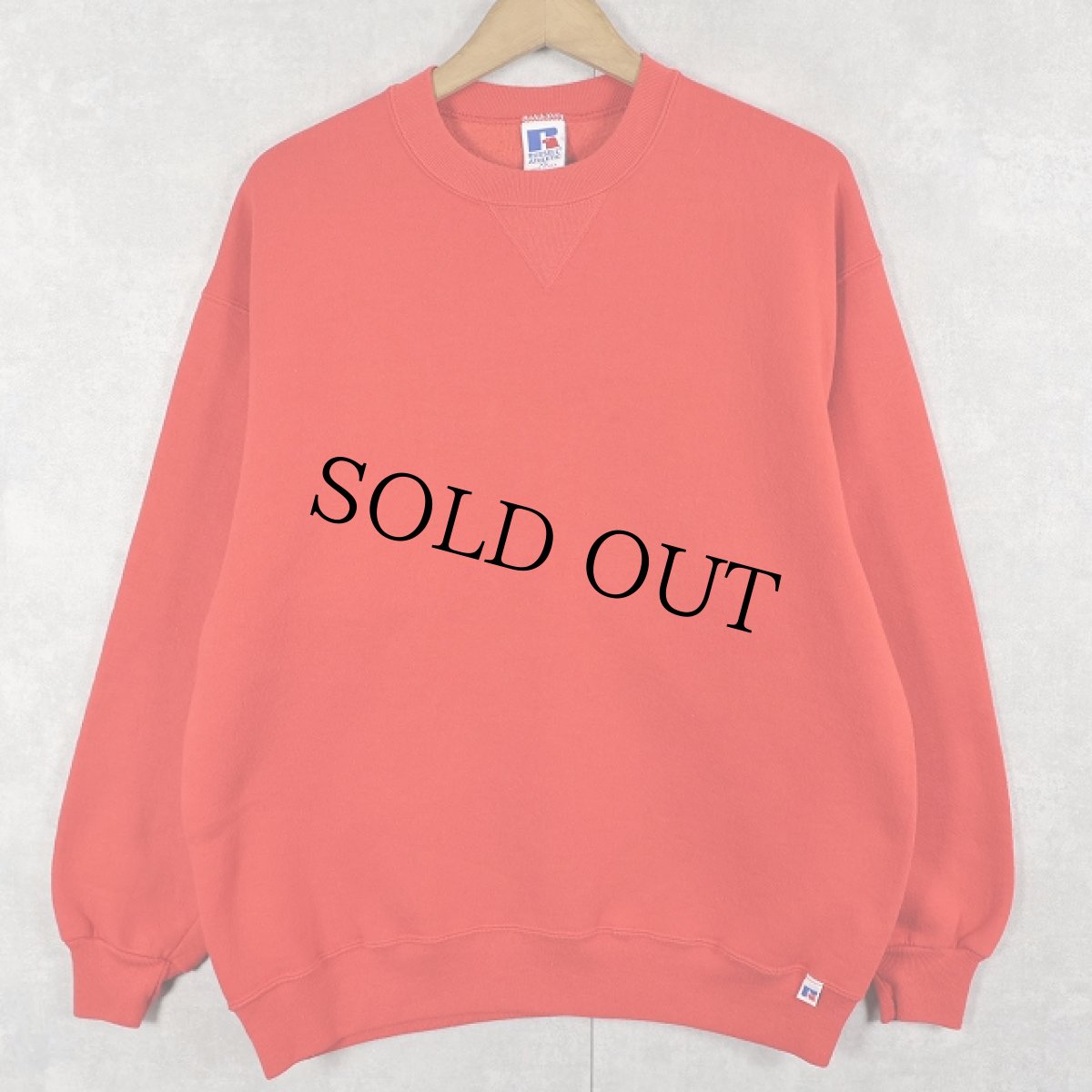 画像1: 90's RUSSELL ATHLETIC USA製 前V 無地スウェット XL (1)