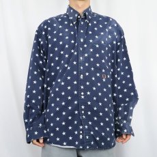 画像2: TOMMY HILFIGER 星柄 コットンボタンダウンシャツ L (2)
