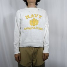 画像2: 50〜60's "NAVY ANNAPOLIS" 前V 染み込みプリントスウェット (2)