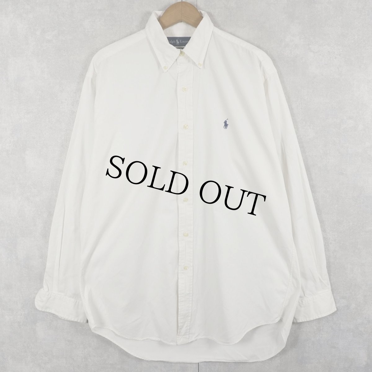 画像1: Ralph Lauren "BLAKE" ロゴ刺繍 コットンボタンダウンシャツ M (1)