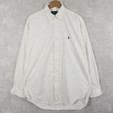 画像1: Ralph Lauren "BLAKE" ロゴ刺繍 コットンボタンダウンシャツ M (1)
