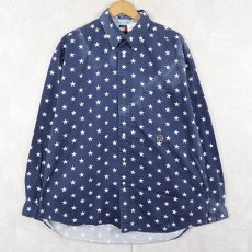 画像1: TOMMY HILFIGER 星柄 コットンボタンダウンシャツ L (1)