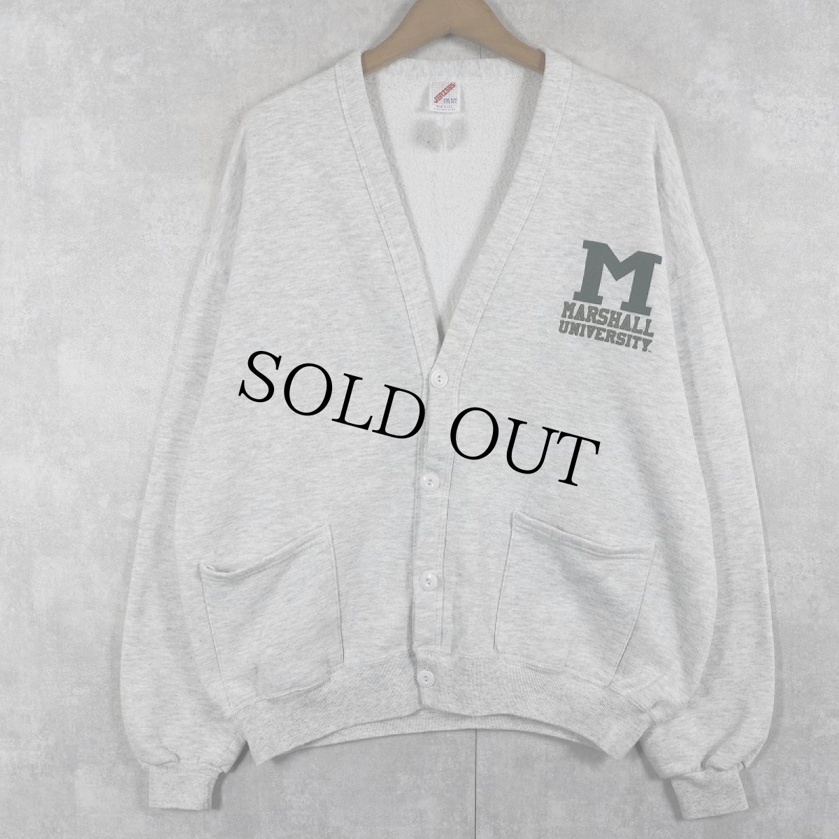 画像1: 90's JERZEES USA製 "MARSHALL UNIVERSITY" プリントスウェットカーディガン ONESIZE (1)