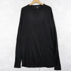 画像1: 90's Mano Italy 柄編み シルク×レーヨンニットセーター BLACK XXL (1)
