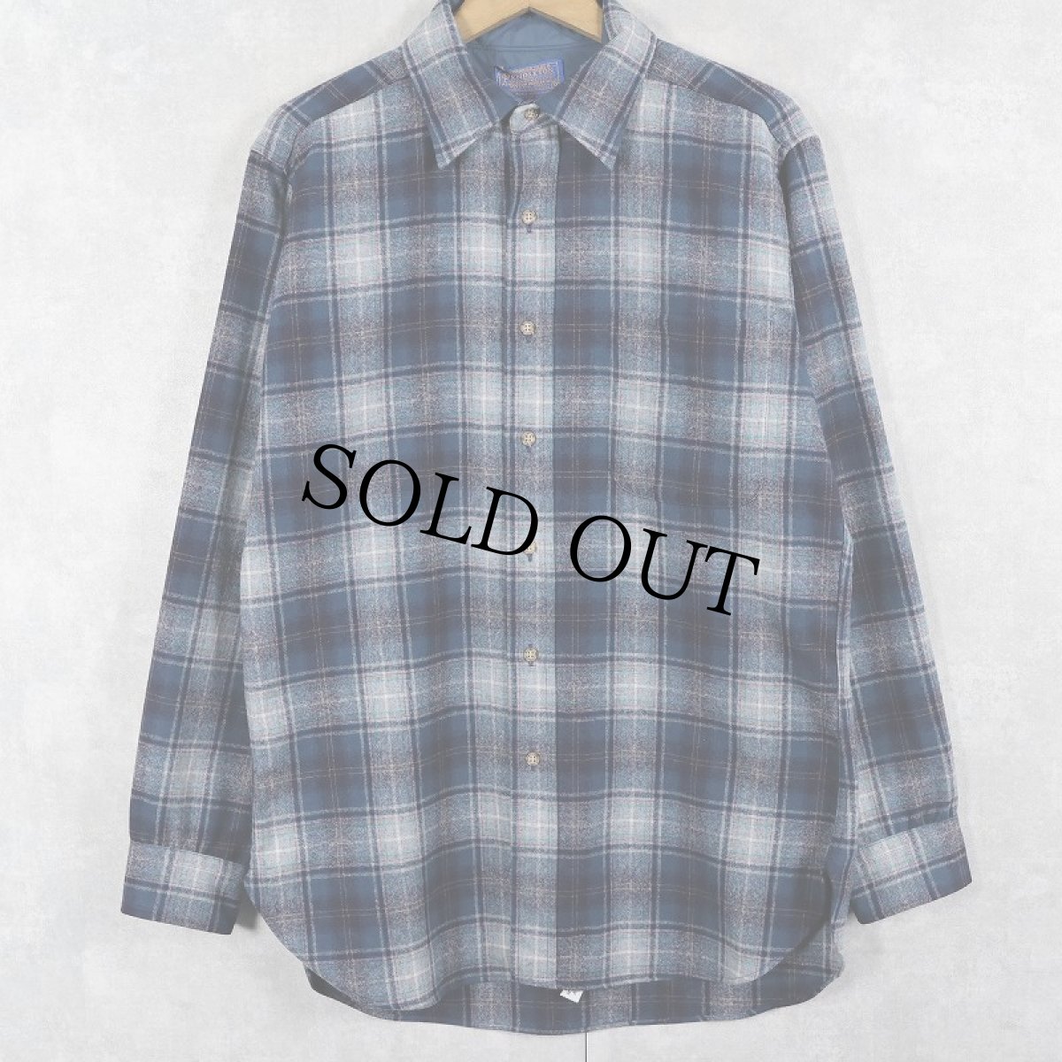 画像1: 70's PENDLETON USA製 オンブレーチェック柄 ウールシャツ M (1)