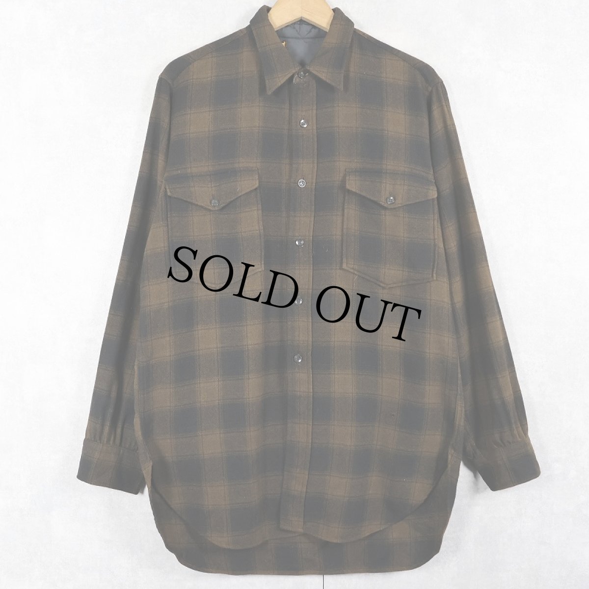 画像1: 60's PENDLETON オンブレーチェック柄 ウールシャツ SIZE15 (1)