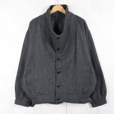 画像3: オフネック デザインウールジャケット DARK GRAY (3)
