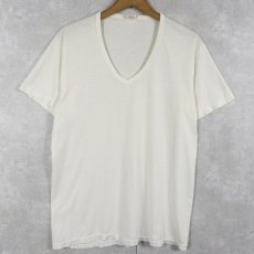 画像1: 70's Hanes USA製 無地VネックTシャツ L (1)