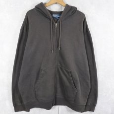 画像1: POLO Ralph Lauren ロゴ刺繍 スウェットジップパーカー BLACK XXL (1)