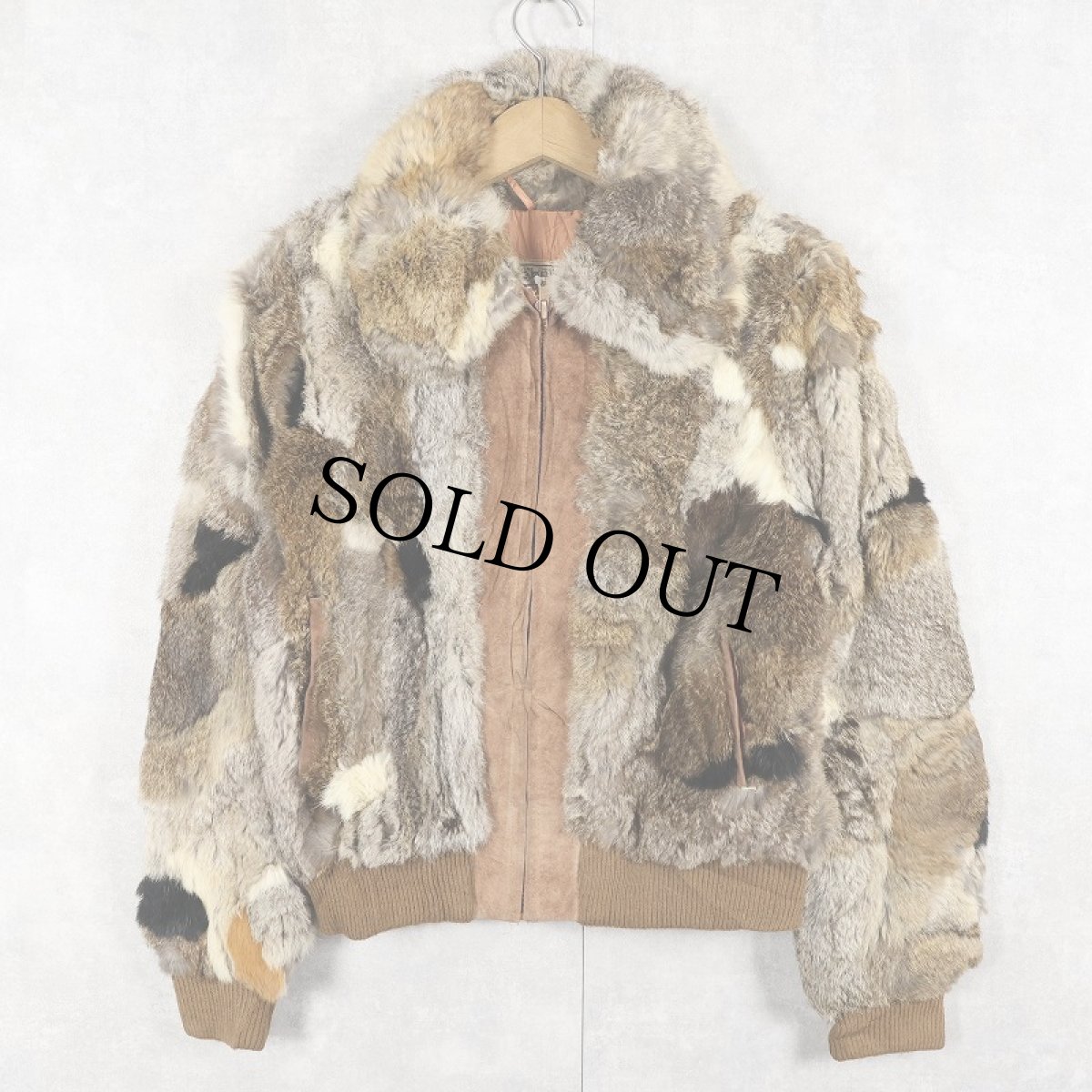 画像2: 70〜80's GNIUNE CHINA RABBIT FUR ラビットファージップジャケット L (2)