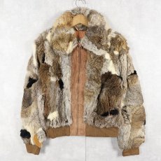 画像2: 70〜80's GNIUNE CHINA RABBIT FUR ラビットファージップジャケット L (2)