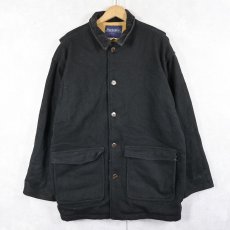 画像2: 80〜90's Manhattan USA製 メルトンウールジャケット BLACK L (2)