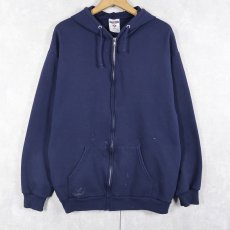画像1: 90〜2000's JERZEES スウェットジップパーカー NAVY L (1)
