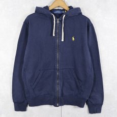 画像1: POLO Ralph Lauren ロゴ刺繍 スウェットジップパーカー NAVY M (1)