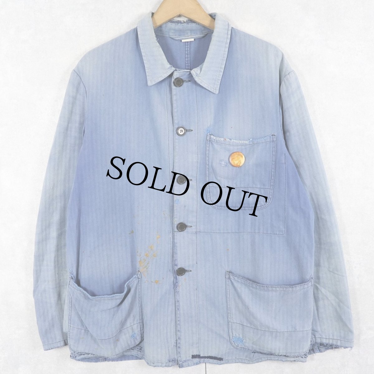 画像1: 60's〜 EURO コットンツイル ワークカバーオール (1)