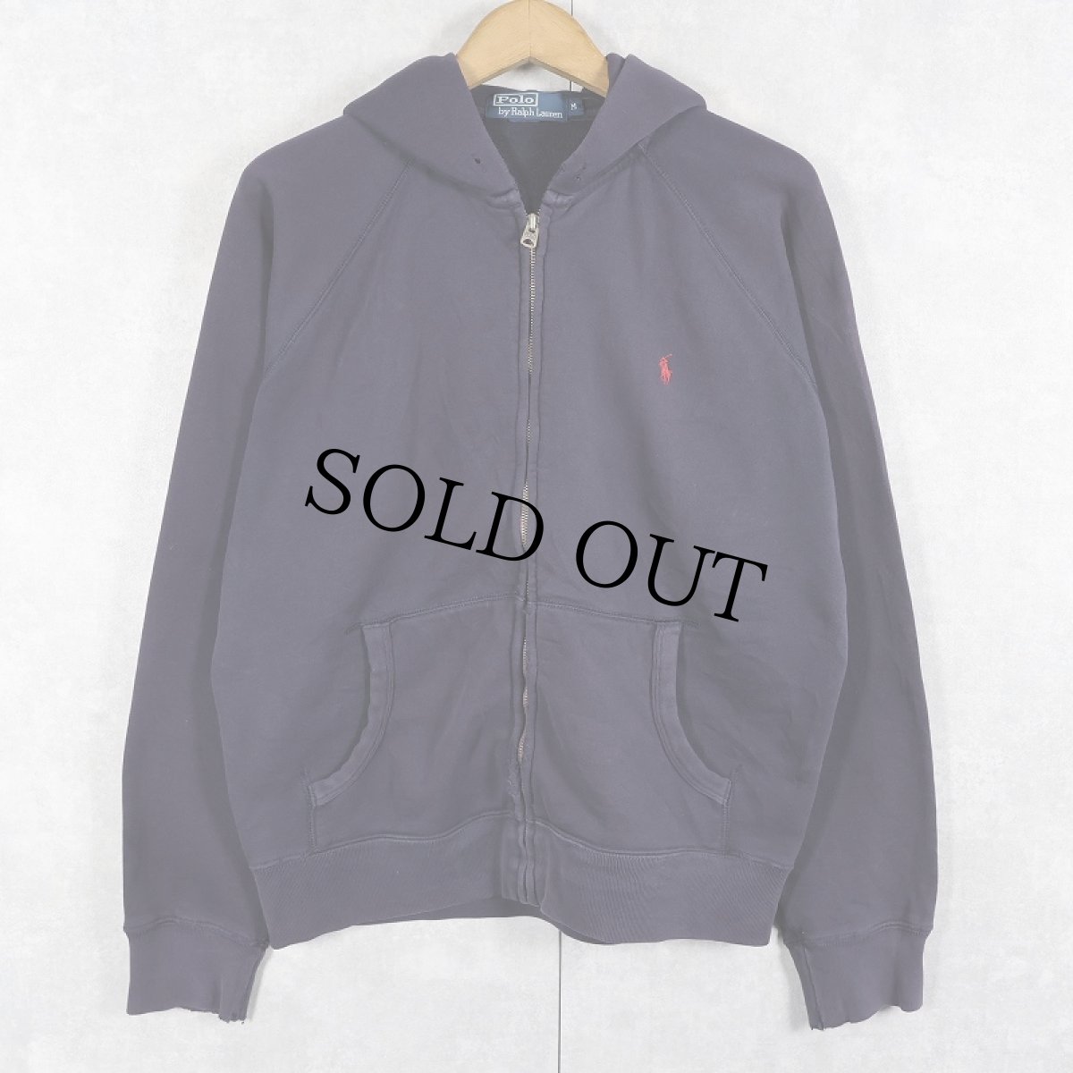 画像1: POLO Ralph Lauren ロゴ刺繍 スウェットジップパーカー NAVY M (1)