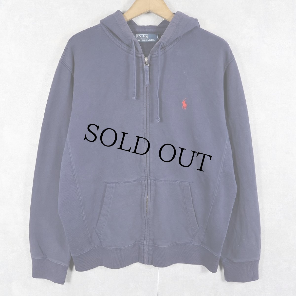 画像1: POLO Ralph Lauren ロゴ刺繍 スウェットジップパーカー NAVY M (1)