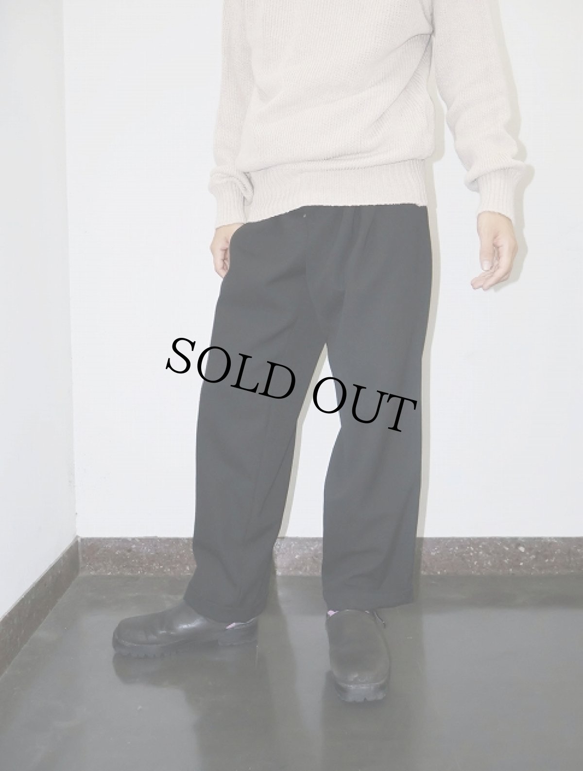 画像1: 90's PAUL DIONE 3タック ウールギャバジンスラックス BLACK W35 (1)