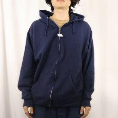 画像2: 90〜2000's JERZEES スウェットジップパーカー NAVY L (2)