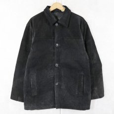 画像2: 90's Terry Lewis ストライプ柄 スエードレザージャケット BLACK L (2)