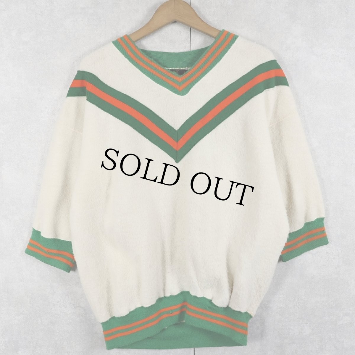 画像2: 50's Russell Southern USA製 "EAU CLAIRE" Vネック フリースプルオーバー L (2)