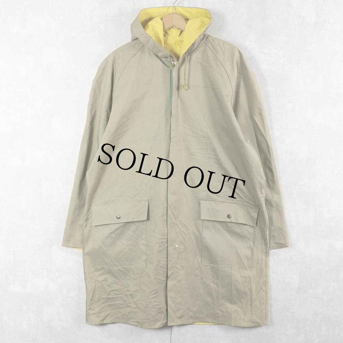 画像1: GALLIANO リバーシブル ゴム引き×ラバー レインコート XL (1)