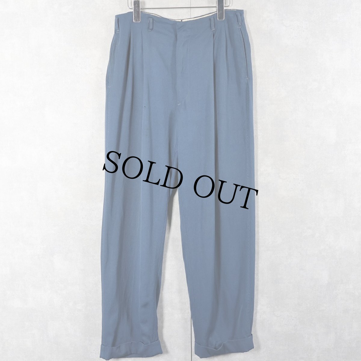 画像1: 50's ウールギャバジン 2タックスラックス W30 (1)