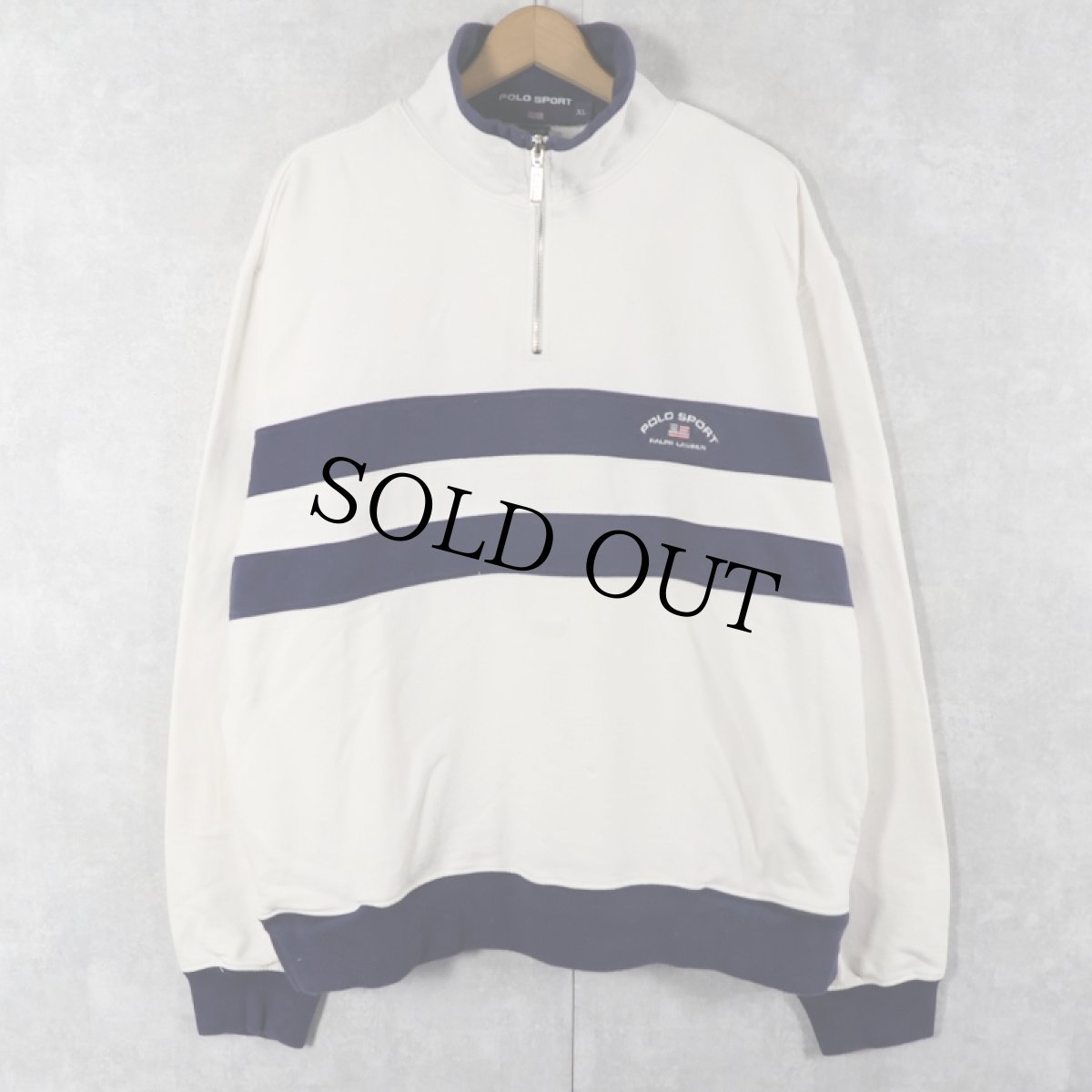 画像1: 90's Ralpha Lauren POLO SPORT ロゴ刺繍 ハーフジップ ハイネックスウェット XL (1)