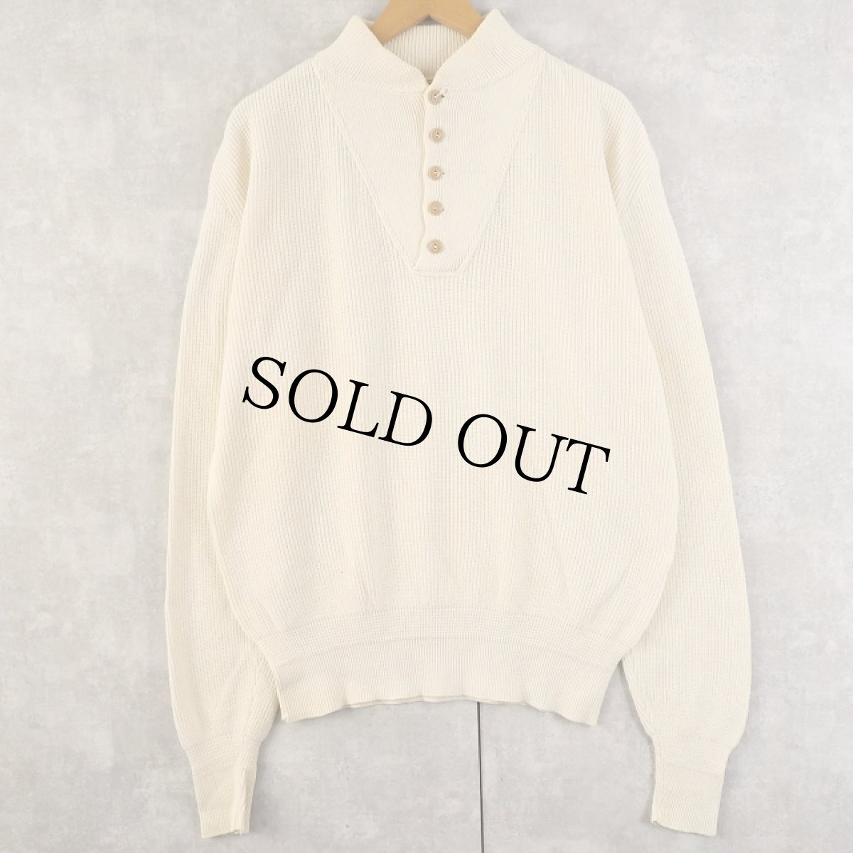 画像1: 80's L.L.Bean USA製 ヘンリーネック コットンニットセーター (1)