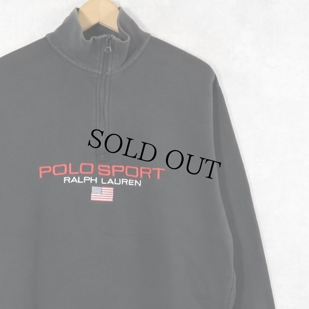 画像1: 90's Ralpha Lauren POLO SPORT ロゴ刺繍 ハーフジップ ハイネックスウェット BLACK M (1)