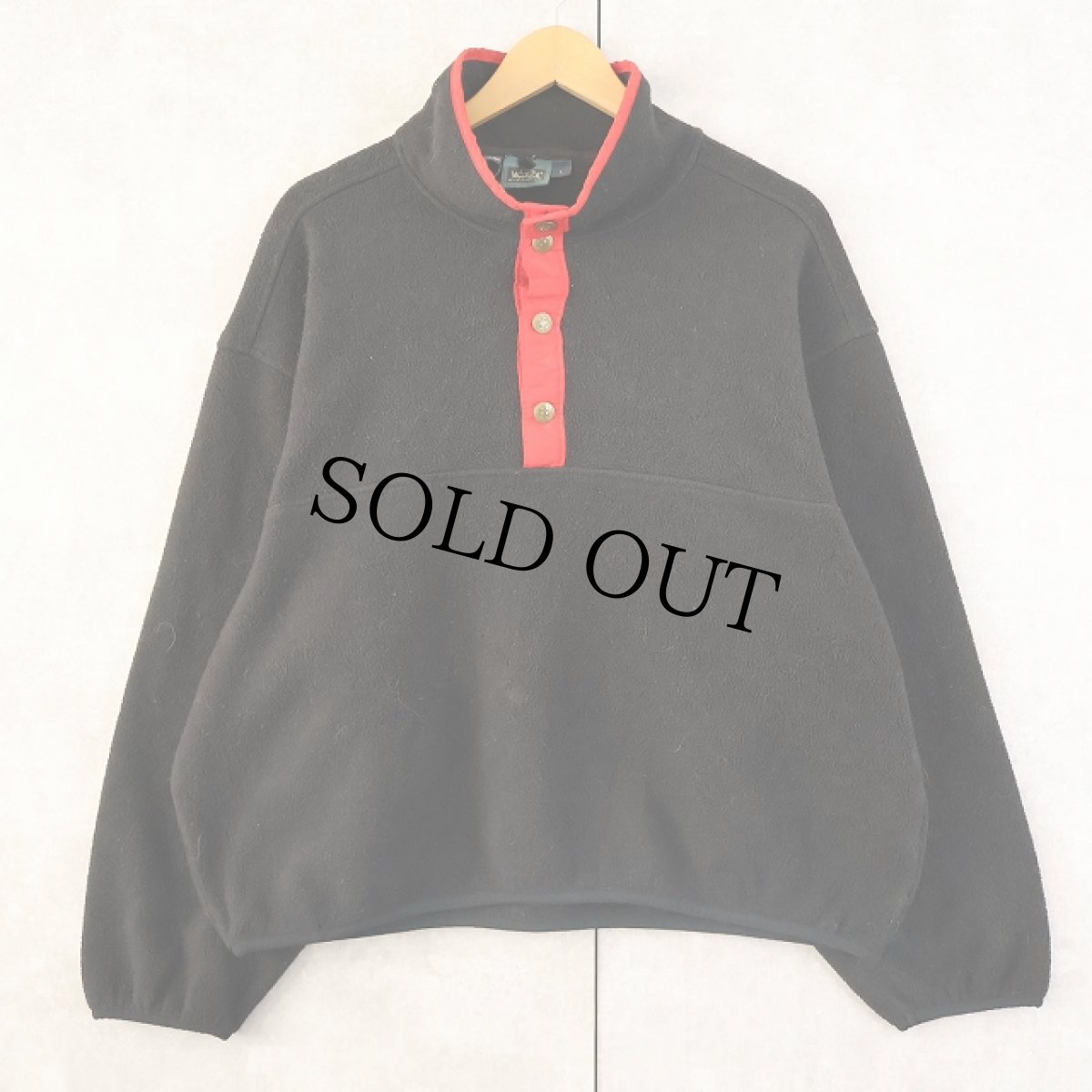 画像1: 90's Woolrich USA製 ハーフスナップフリースジャケット BLACK L (1)