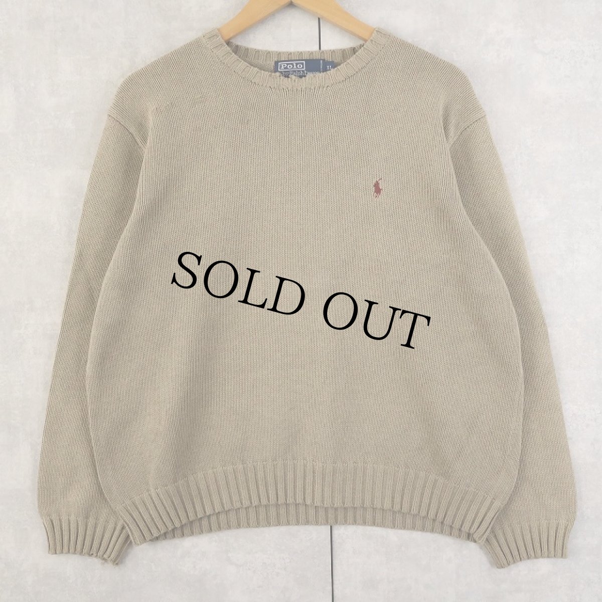 画像1: POLO Ralph Lauren ロゴ刺繍 コットンニットセーター XL (1)