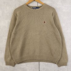 画像1: POLO Ralph Lauren ロゴ刺繍 コットンニットセーター XL (1)