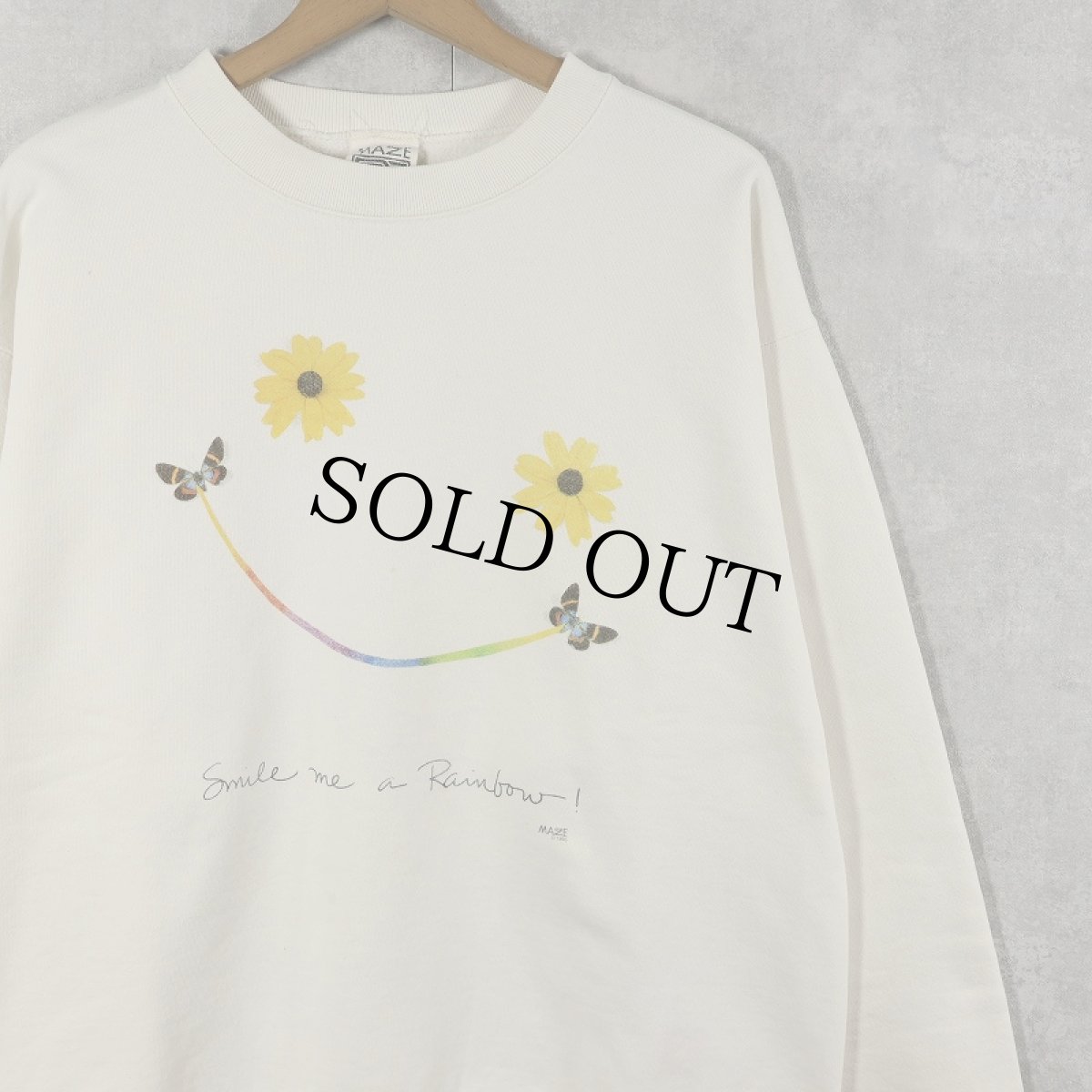画像1: 90's MAZE USA製 "Smali me a Rainbow!" スマイルプリントスウェット L (1)