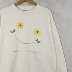 画像1: 90's MAZE USA製 "Smali me a Rainbow!" スマイルプリントスウェット L (1)