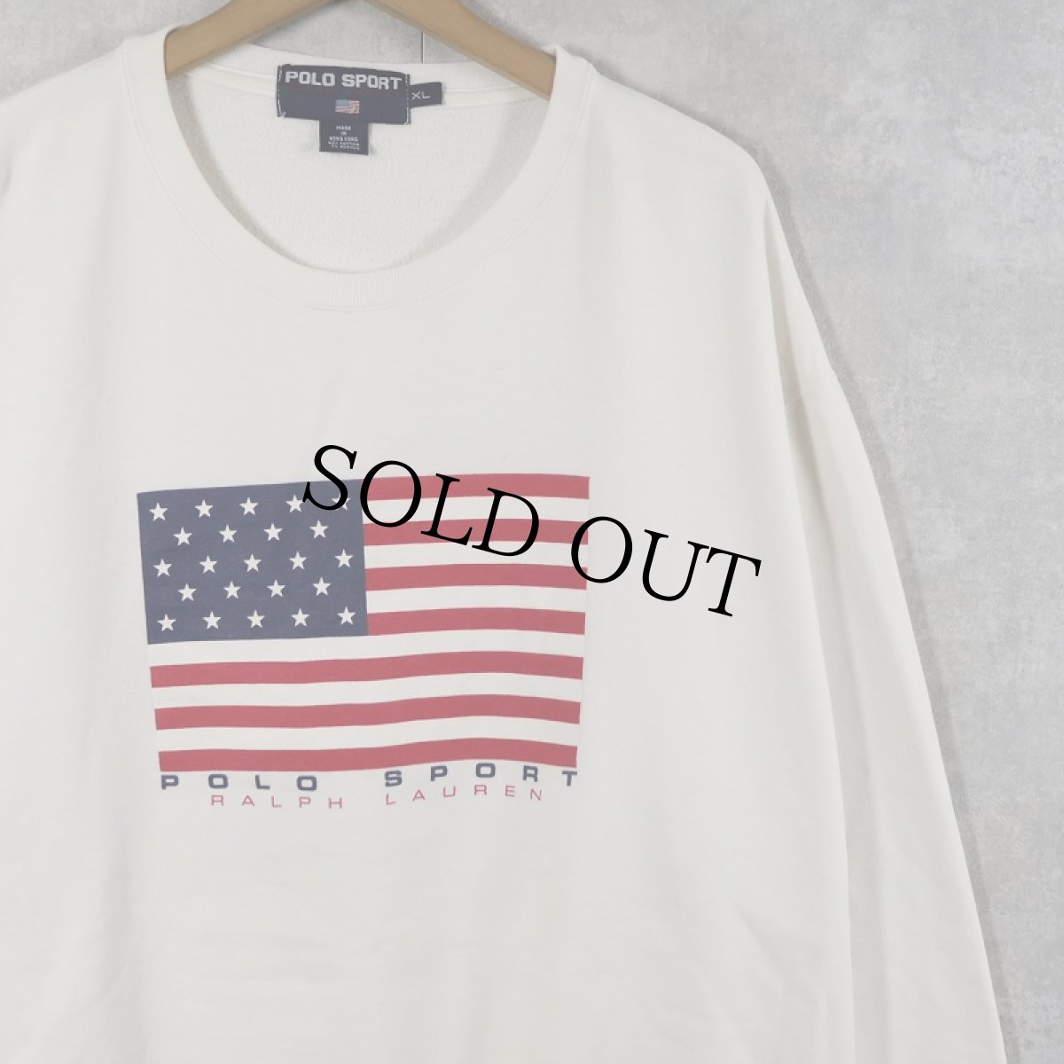 画像1: 90's Ralpha Lauren POLO SPORT 星条旗柄 プリントスウェット XL (1)
