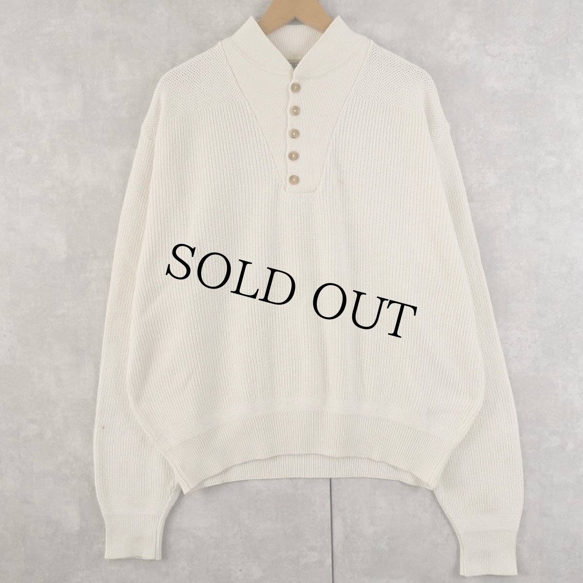 画像1: 80's L.L.Bean USA製 ヘンリーネック コットンニットセーター L (1)