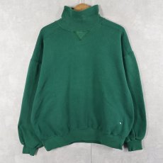 画像1: 90's RUSSELL ATHLETIC USA製 前V タートルネック 無地スウェット GREEN XL (1)