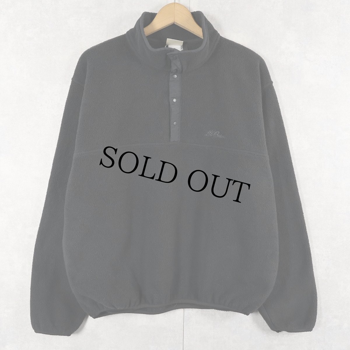 画像1: 80's L.L.Bean 筆記体ロゴ刺繍 ハーフスナップフリースジャケット BLACK (1)