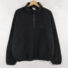 画像1: 80's L.L.Bean 筆記体ロゴ刺繍 ハーフスナップフリースジャケット BLACK (1)