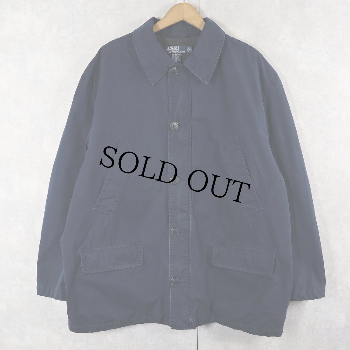 画像1: POLO Ralph Lauren コットンハンティングジャケット NAVY XL (1)