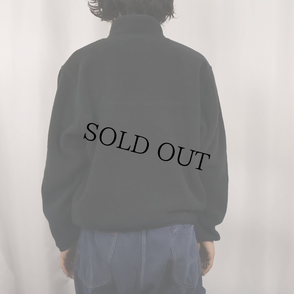 画像3: 80's L.L.Bean 筆記体ロゴ刺繍 ハーフスナップフリースジャケット BLACK (3)