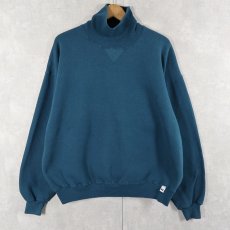 画像1: 90's RUSSELL ATHLETIC USA製 前V タートルネック 無地スウェット XL (1)