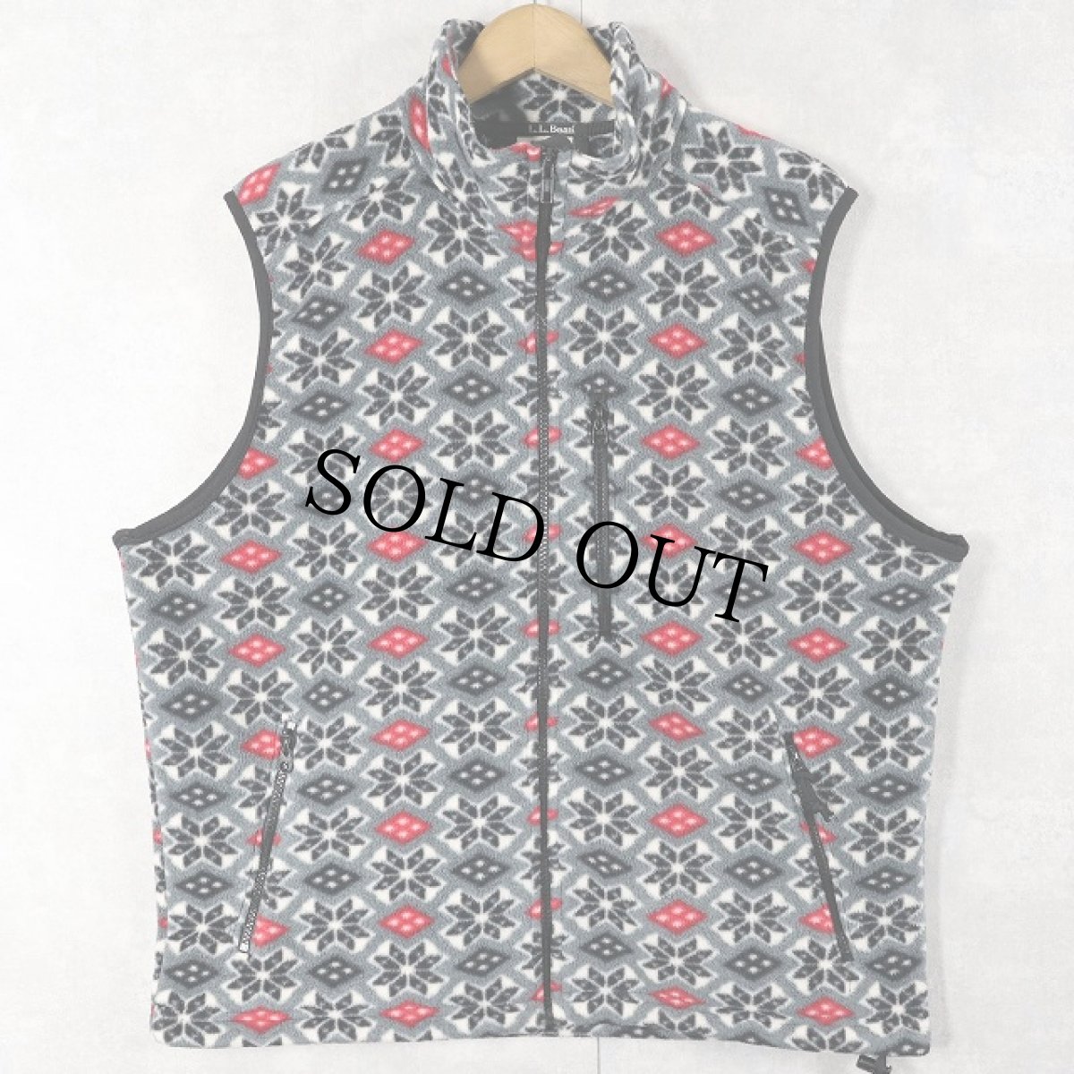 画像1: 80's L.L.Bean USA製 雪柄 フリースベスト M (1)