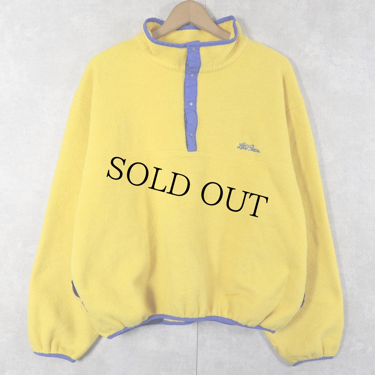 画像1: 80's L.L.Bean USA製 筆記体ロゴ刺繍 ハーフスナップフリースジャケット L (1)