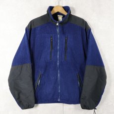 画像1: 90's L.L.Bean ナイロン切り替え フリースジャケット NAVY (1)