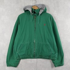 画像1: 80's POLO Ralph Lauren USA製 裏フリース フード付き コットンスイングトップ L (1)